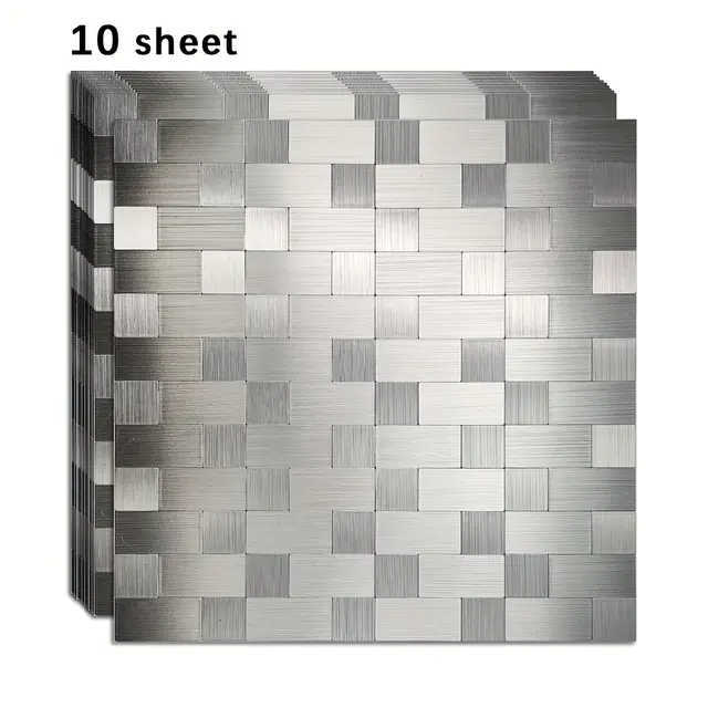 TEMU Shinyhome 10pcs Metal Backsplash Tiles - Waterproof, Oil-resistant, For Kitchen, Bathroom, Living Room Decor