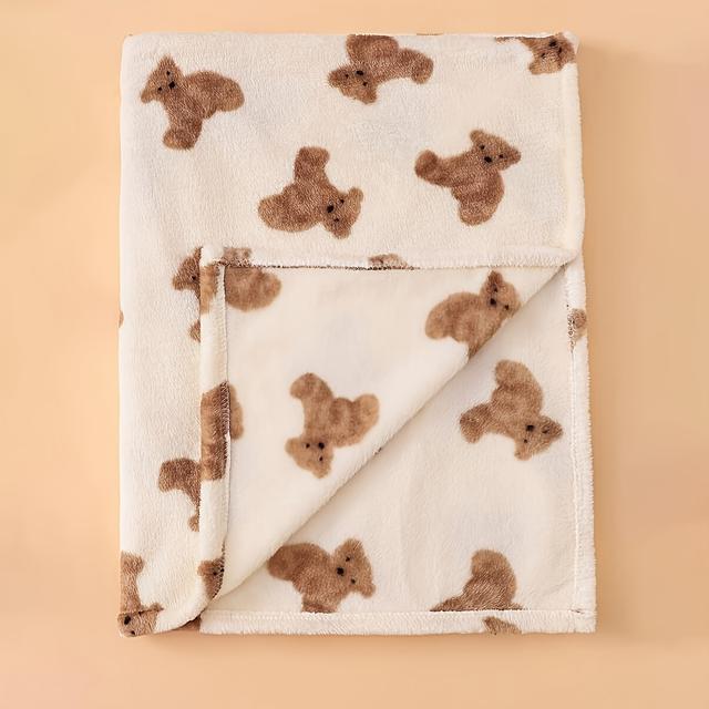 TEMU 1pc Cartoon Bear Pattern Soft Children's Blanket, Comfortable Kids' Throw Blanket