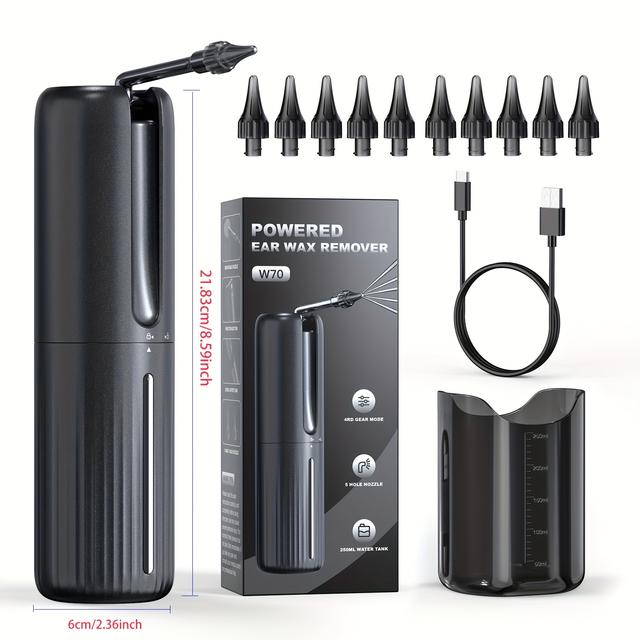 TEMU Ohrenschmalz-Entferner – Elektrisches Ohrspülsystem, Wasserbetriebener Ohrreiniger mit 4 Druckstufen, Sicheres Effektives Ohrreinigungswerkzeug, Weihnachtsgeschenk