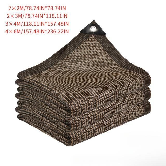 TEMU Outdoor Sun Shade Net - Brown, Uv-resistant And Breathable Canopy, Suitable For Travel, Picnic, Pool, Greenhouse, Gazebo, And Patio Tents - Available In 4 Sizes