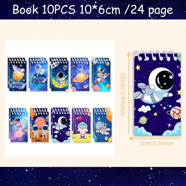 TEMU 10 vesmírných dárků na párty, včetně mini zápisníku pro astronauty ve vesmíru, galaktické party dárky, poznámkový blok s astronauta a memo papír
