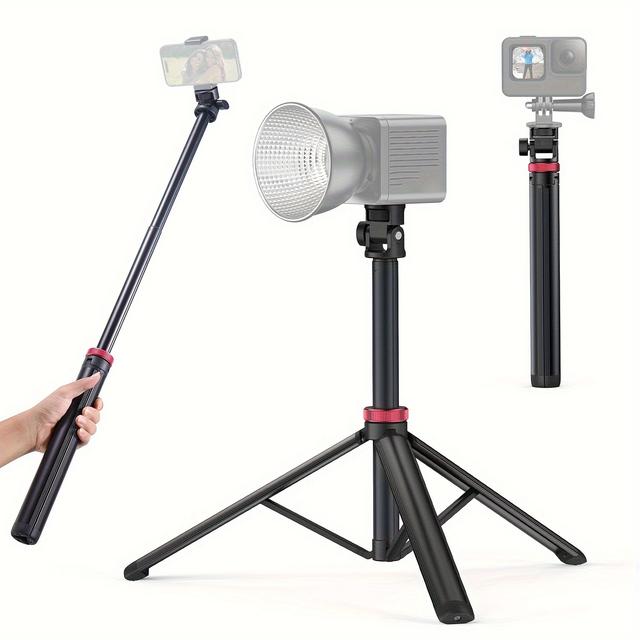 TEMU 81in/205cm Extendable Aluminum Alloy Tripod | Portable Adjustable Light Stand With 1/4" Screw, 360° Ball Head For Camera, Video, Smartphone - Lightweight For Travel