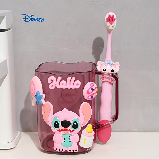 TEMU 1pc Cartoon Mickey And Toothbrush Set With Cup, Stitch Bathroom Tumbler, Cute , Durable & Drop-resistant, Travel And Party Supplies, Ideal Holiday Or Birthday Gift
