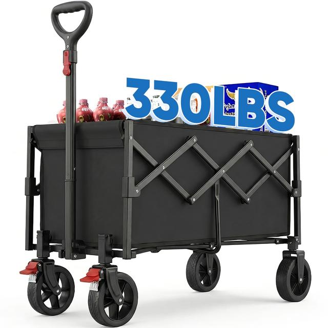 TEMU Carro Plegable con Capacidad de 80L y Carga de 330LBS, Diseño con Peso Reducido, Ruedas Todoterreno con Frenos para Mayor , para Compras, Camping, Actividades al Aire Libre y Jardinería.