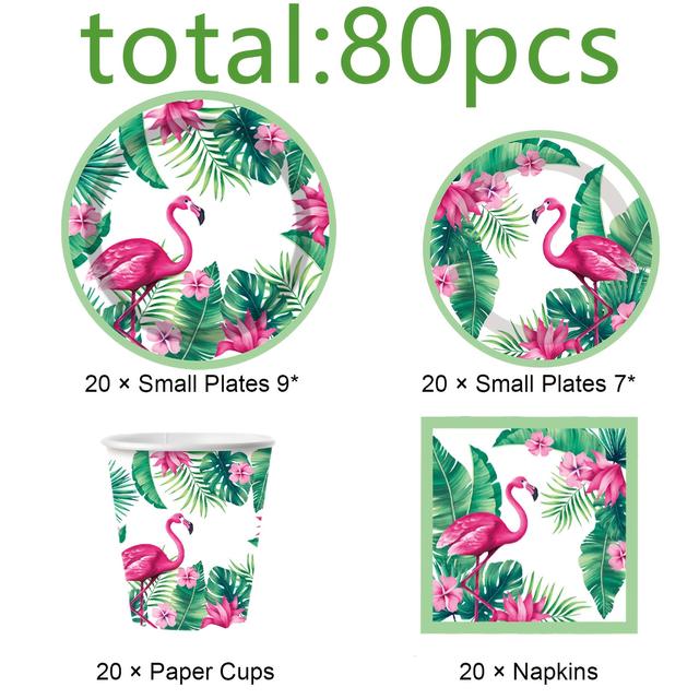 TEMU 50pcs/80pcs Tropical Flamingo Party Supplies Set, Summer Happy Birthday Party Supplies, Party Disposable Tableware Set, Paper Plates, Napkins, Paper Cups
