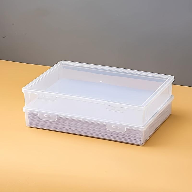 TEMU Juego de 2 cajas de almacenamiento A4, de papel, papel de impresión A3 transparente, de plástico para papel de de oficina y pruebas, de archivos, organizadora de documentos