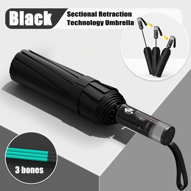 TEMU Heavy Duty Auto Open/close Umbrella With Mechanical Button, Windproof 72-rib 3-layer Canopy & Reinforced Fiberglass Shaft - Folding/ For Storm Rain,, Travel, Wedding, Golf -