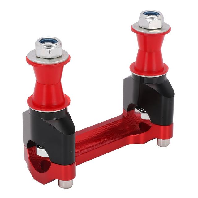 TEMU Premium Cnc Aluminum 1 1/8" (28mm) Handlebar Riser Mount Clamp In Red With Black End Caps For Crf250r, Crf450r, Cr125r, Cr250x, Cr450x - Durable & Stylish Upgrade For 2000-2018 Models