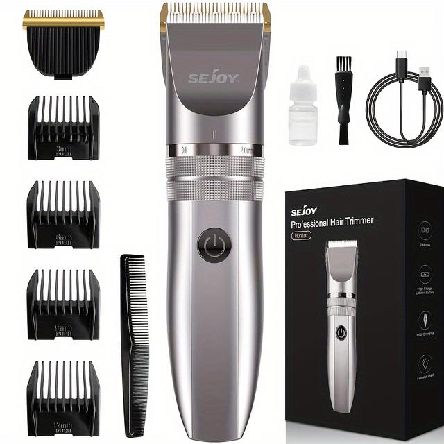 TEMU Sejoy Men's Cordless Hair Clipper, 0 Hair Clipper For Men And Women Haircut Set, Suitable For Home Rechargeable