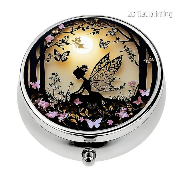 TEMU Personal Pill Organizer: 1 Fairy Pill Box, 3-compartment Mini Decorative Pocket Pill Box, Portable Travel Pill And Vitamin Case