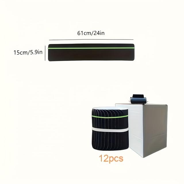 TEMU 12개 세트 - 블랙 고강도 미끄럼 방지 야광 계단 발판, 사이즈 4"*30" 및 6"*24", 80방 사포 접착 그립 스트립 특징, 어버이날 및 아버지의 날 선물로 적합, 미끄럼 방지, 방수, 실외 계단에 이상적