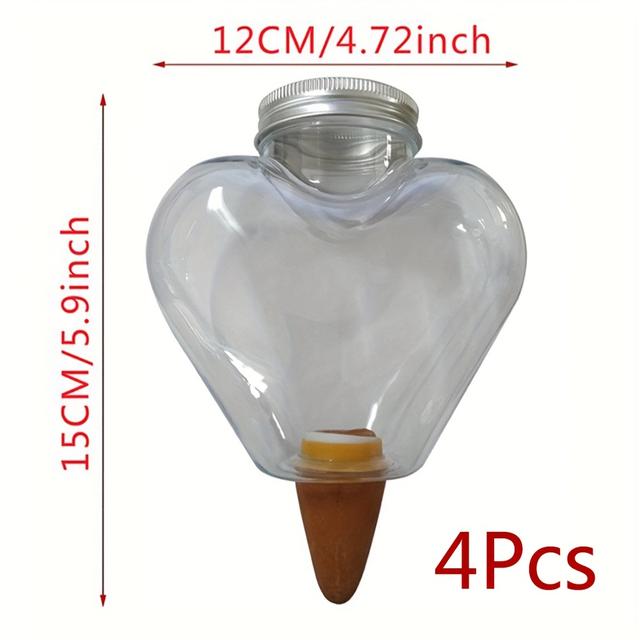 TEMU 4db Szív Alakú Kerti Automata Öntöző Eszköz Beltéri Csepegtető Öntözőrendszer Virágcserépben Való Növényekhez Használatra, 500ml automatikus öntözés körülbelül 8 napig