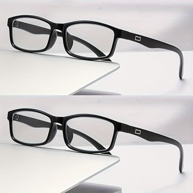 TEMU 2 Paar Vintage Quadratische Brillen mit Klaren Gläsern für Männer & Frauen, Y2K-inspiriert, Modische Foto-Brillen, Ideal für Arbeit & Schule, Geschenkidee für Familie & Freunde