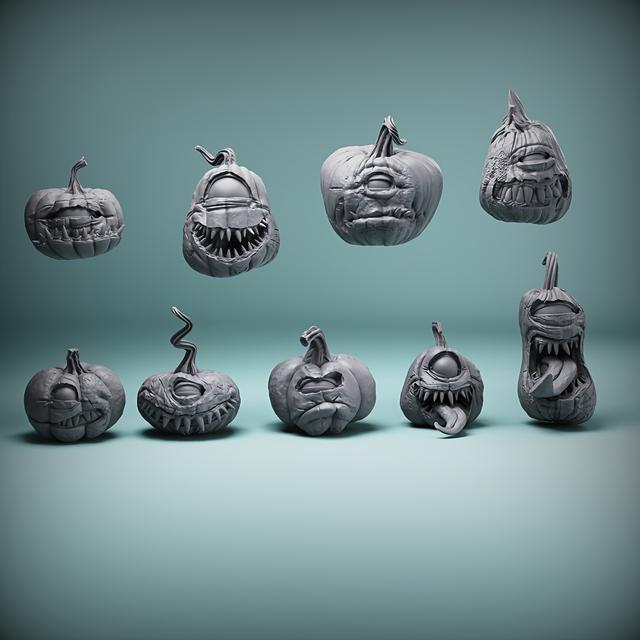 TEMU 9 Piezas de Monstruos Calabaza Halloween, Miniaturas de Resina para Juegos de Mesa Halloween