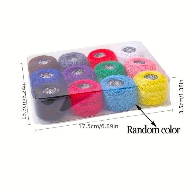 TEMU Set Of 12 Assorted Colored Cotton Yarns, Made From 100% Cotton, Featuring Variegated Skeins. Ideal For Crochet, Embroidery, And Weaving Projects, Including For Cross Stitch And Knitting