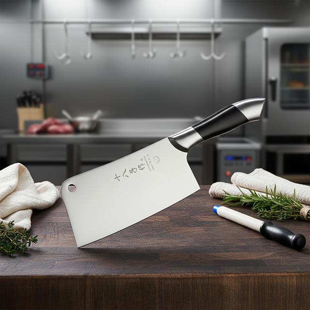 TEMU SHI ZUO BS9908-A Nehézterhelésű Henteskés Rozsdamentes Acél Teljes Tang Penge Kínai Szeletelőkés Csont és Hús Darabolásához, Szuper Éles Konyhakés, Tökéletes Ajándék, Új Stílusú Konyhakés