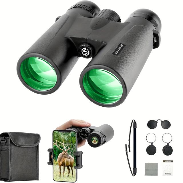 TEMU Prismáticos SUNCORE 10x42 HD para adultos - prismáticos de gran con visión en luz - ideales para observación de aves, cruceros y telescopio de viaje