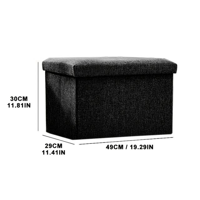 TEMU 1개 접이식 다기능 폴리에스터 인조 리넨 수납 오토만 - 수납 박스 정리함 포함, 성인 및 반려동물용 모던 스타일, 19x12x12인치