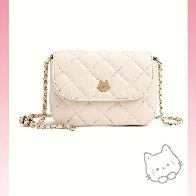 TEMU 【レディース】可愛い子猫 クロスボディバッグ - 合成皮革ハンドバッグ、トーンの金具、開閉、チェーンストラップ、付き - 大学生、カジュアル&ルな場面で使える万能な普段使い財布、丈夫な裏地 - お手入れ簡単、手洗い可能