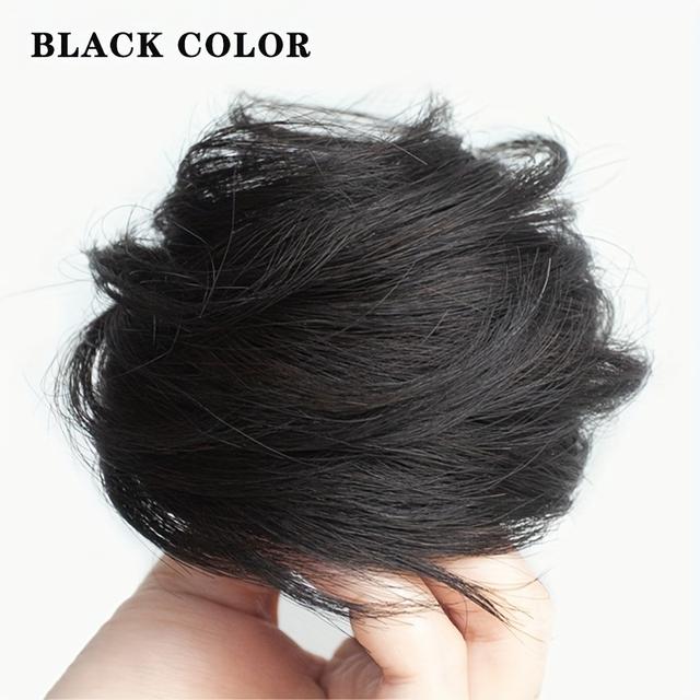 TEMU Elegant Tousled Updo Hair Bun - Synthetic Chignon Ponytail Extension For Women, Versatile Scrunchie Style In