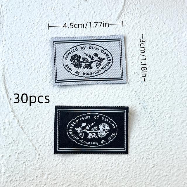 TEMU 재봉용 패브릭 패치 30개, 흑백, 빈티지, , 플로럴, 패브릭 라벨 액세서리, DIY 태그