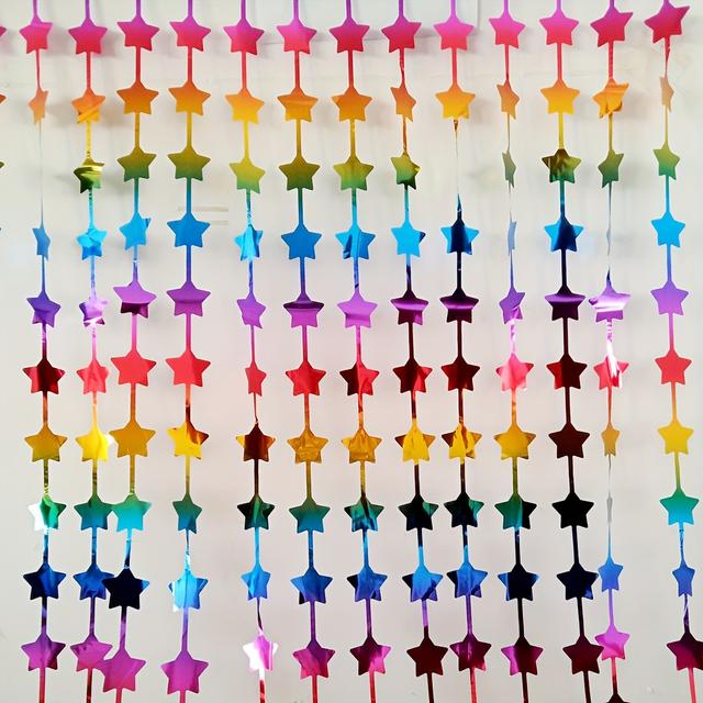 TEMU 1pc Metal Gradient Star Scene Layout Wedding Celebration Color Bar Party Stage Bright Light Gradient Five- Silk, Halloween Decorations, Christmas Decorations