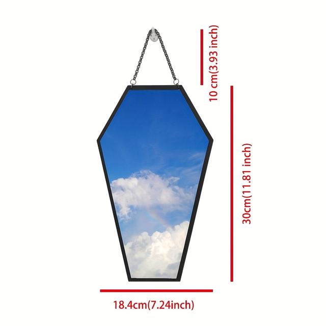 TEMU Gotický Vintage Obdélníkový Zrcadlo na Zeď - Tmavě Černý Rám z Regenerovaného Dřeva, Přenosná Vertikální Dekorace do Domácnosti, Ložnice Obýváku - Bez Potřeby Elektřiny, Retro Výzdoba Interiéru