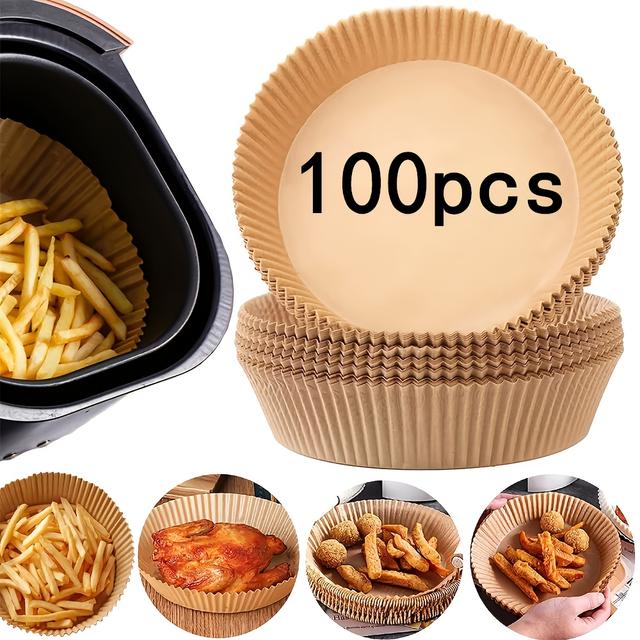 TEMU A Pack Of 100 Parchment Liners, Ideal For 9-inch Air Fryers, Tailored For 5 To 8-liter Models, Featuring And Waterproof Characteristics