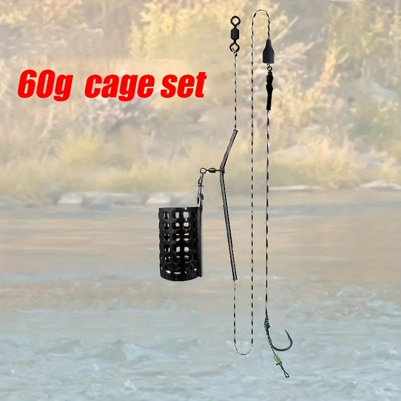 TEMU Set Of Carp Fishing Feeder Cages, Ranging From 10g To 60g, Includes Braided Hooks, Lure Holders, Sinkers, Bait Cages, And Tackle Additions
