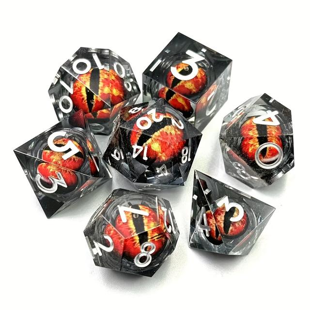 TEMU 7-teiliges neues Polyeder-Würfelsatz für Tischrollenspiel, Party, Spielzubehör, Serie, D4, D6, D8, D10, D12, D20