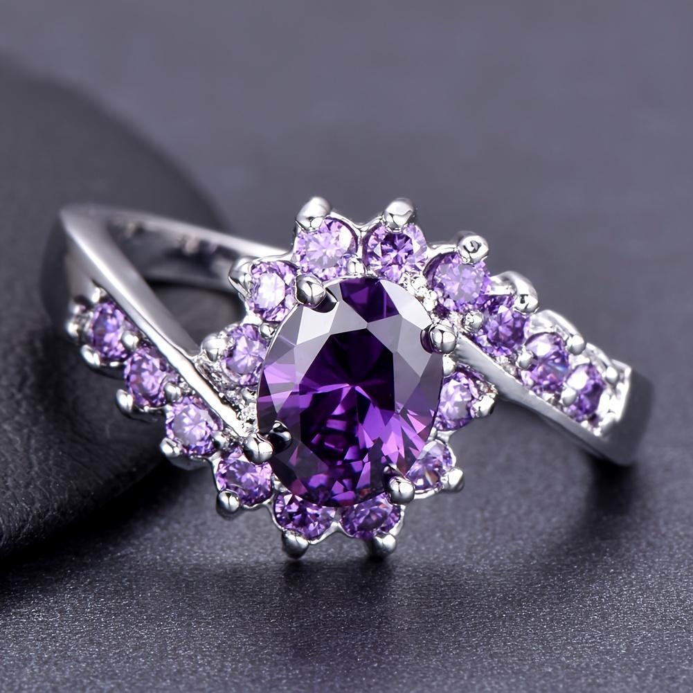 TEMU A Sunshine Princess Purple Oval-cut Purple Engagement Women's Jewelry