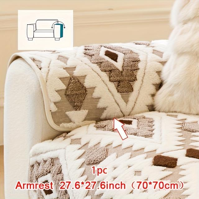 TEMU A Thickened Plush Sofa Cover, Made From Pet-friendly Fabric, Featuring A Non-slip And Machine-washable Protective Cover, Suitable For Home Decor In Offices, Bedrooms, Living Rooms, And More