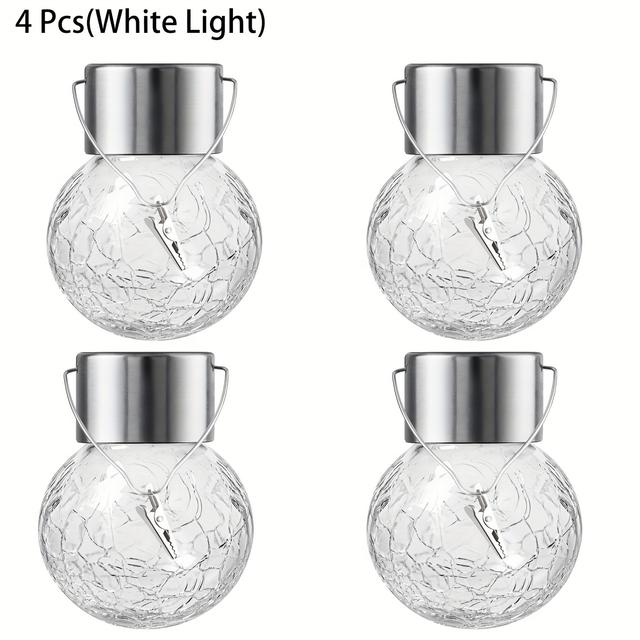 TEMU 2/4/6 Stück Hängende Solarleuchten für Draußen - Dekorative Rissglas-LED-Kugelleuchten mit Solarenergie für Garten, Hof, Terrasse Zaun, Weihnachtsdekoration in Warmweiß