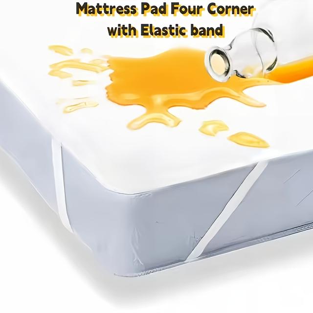 TEMU 1pc Mattress Protector Mattress Pad 4 Sides With Elastic Band Waterproof Breathable Soft And Comfortable
