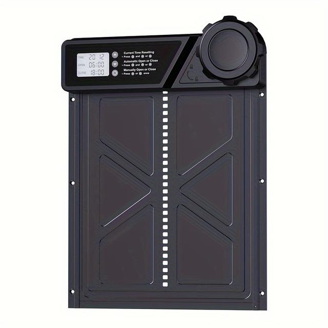 TEMU Automatische Kippenhokdeur met LCD-Scherm & Timerinstelling, AA-Batterij Aangedreven Aluminiumlegering Hek voor Gevogelte (Batterijen Niet Inbegrepen), Accessoires voor de Kippenren