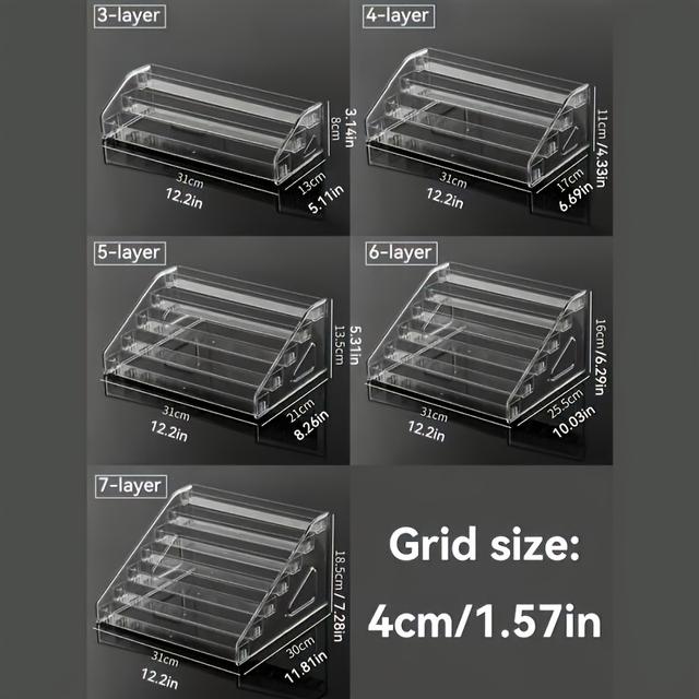 TEMU Transparent Pet Cosmetic Organizer, 1.57-inch Design, Suitable For Nail Polish, Perfume, Lipstick Storage, In 3 Layers, Essential For Fashion Glasses And Essential Oils