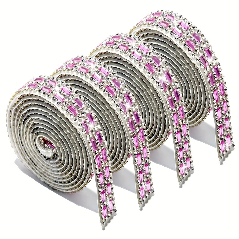 TEMU 4rolls Self Adhesive Rhinestone Strips, Rhinestone Ribbon Glass Sticker For Crafting, Rhinestone Ribbon Bling Synthetic Gemstonestone Sticker For Diy Arts Crafts, Car Phone Christmas Decoration