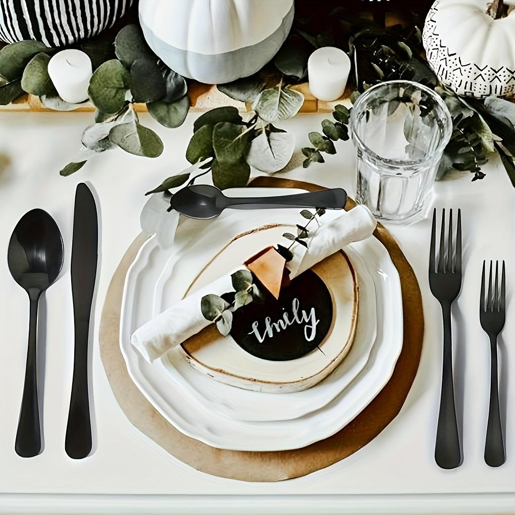TEMU 20pcs Modern Silverware Set, Food Grade Stainless Steel Cutlery Set, Serves 4, Includes Knives, Forks And Spoons, Mirror Polished, Dishwasher Safe