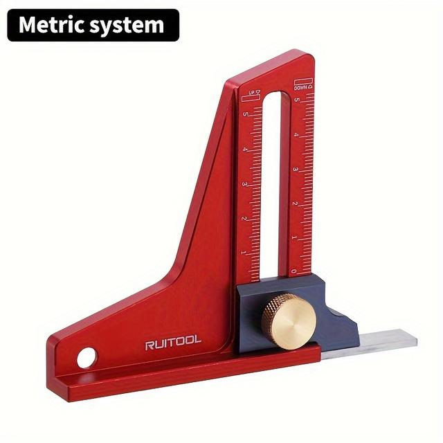 TEMU Aluminum Alloy Woodworking Height Gauge, 1pc Dual Scales Vernier Caliper, Manual Measurement Tool For Table Saw & Router Table, No Battery Required