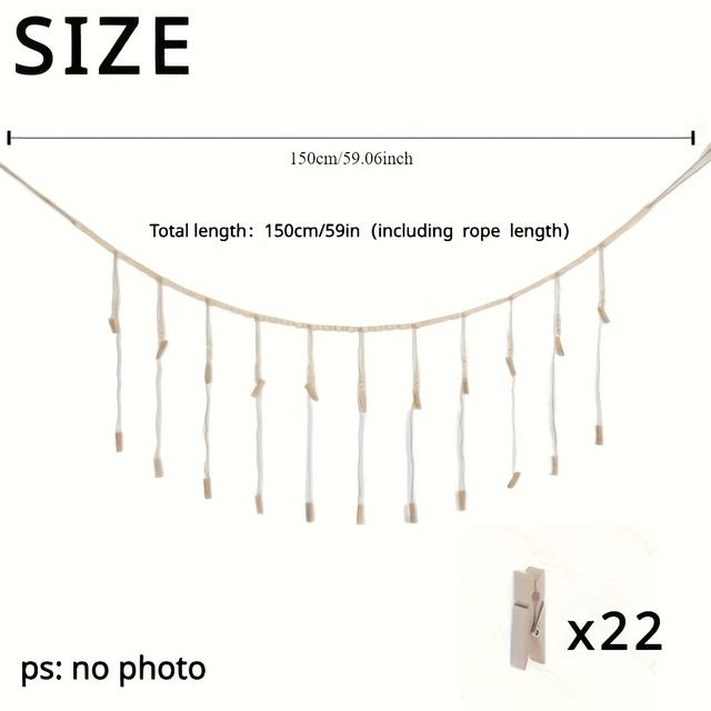 TEMU 1pc Hanging Photo Display With Clips, Bead Garland, Boho Style Collage Photo Frame Decoration For Dorms, Classrooms, Bedrooms