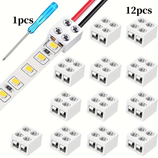 TEMU Screw-fixed, No-solder Tape Led Strip Connector 2pin 8mm, Wire, Board. Suitable For 2835, 3528 And Other Led Strips