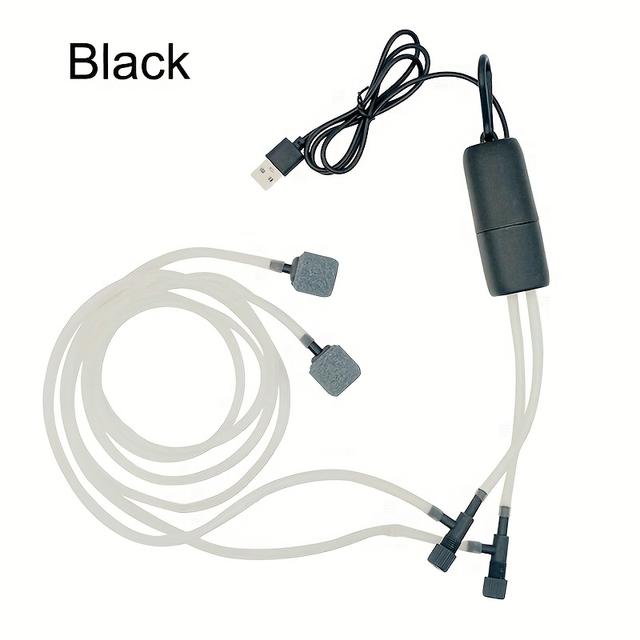 TEMU Przenośna Pompa Tlenowa do Akwarium z USB, Cichy Kompresor Powietrza z Podwójnym Otworem, Regulowany Przepływ Powietrza, Akcesoria do Akwarium 5V 1W