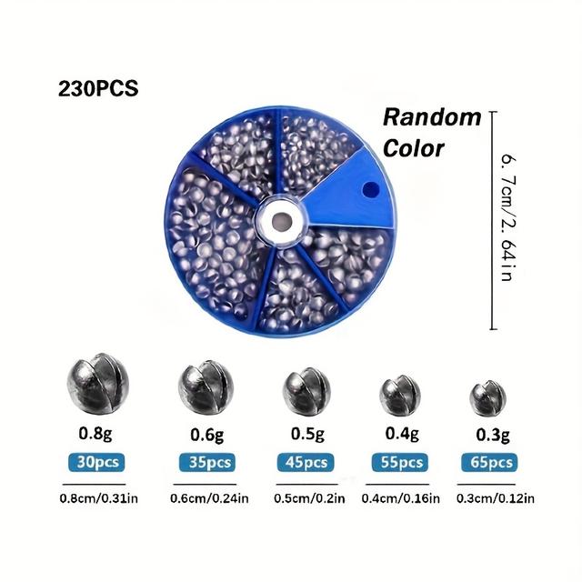 TEMU Obciążniki Wędkarskie, 230 szt./107 szt. Ołowiane Obciążniki Rozdzielane, Zdejmowane Okrągłe Obciążniki Wędkarskie, Akcesoria Wędkarskie