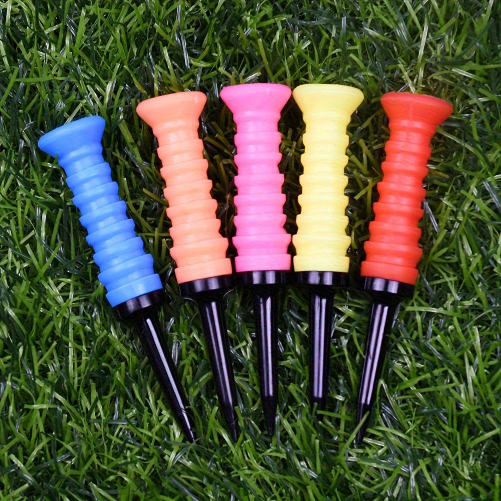 TEMU New Golf Tees, 5pcs In Assorted Colors Per Bag, Golf Elastic Tees That Won't Damage The Club, Suitable For Iron And Wood Clubs