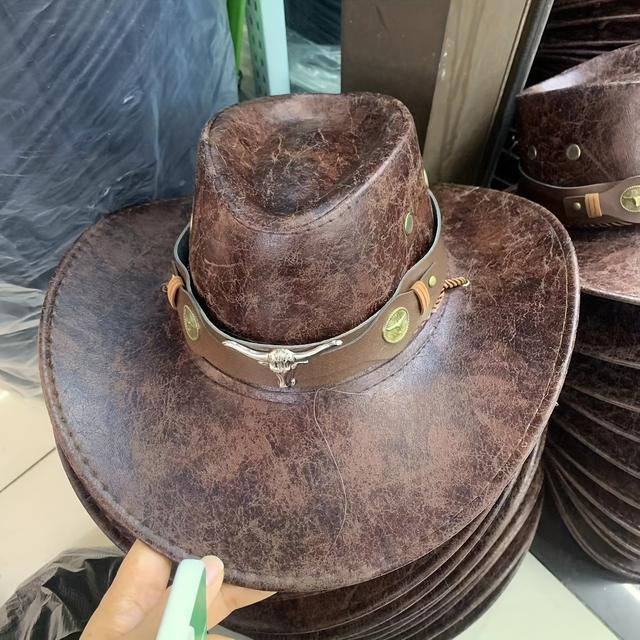 TEMU Western Cowboy Hat With Buckle, Rivets, Wide Brim, Unisex Spring/summer/fall Outdoor Jazz Hat