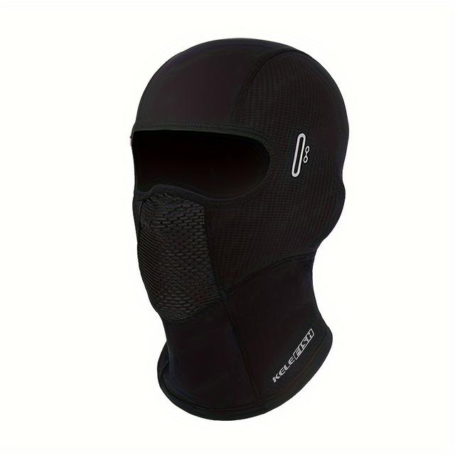 TEMU 1 Breathable Black Balaclava Mask - Mask With Mesh Design, Ideal For Motorcycling, Hiking & Fishing, Hand Washable, Nylon/spandex Blend