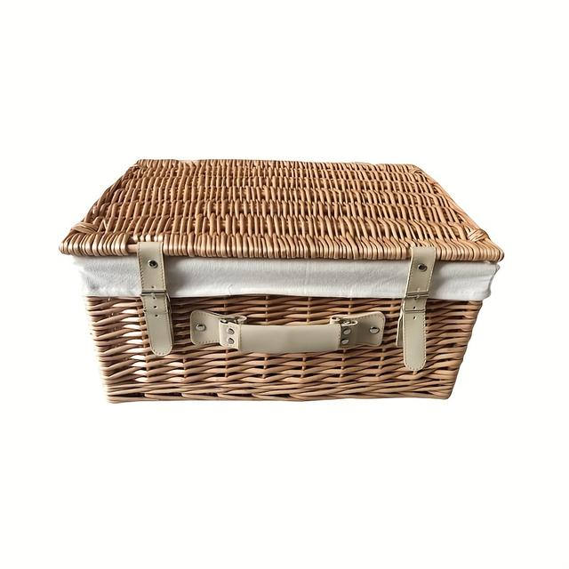 TEMU Cesta de Mimbre Tejida a con - de Almacenamiento Rústica de Vid para Ropa, Juguetes, Ropa de Cama - Contenedor Tejido a para Uso en Hoteles