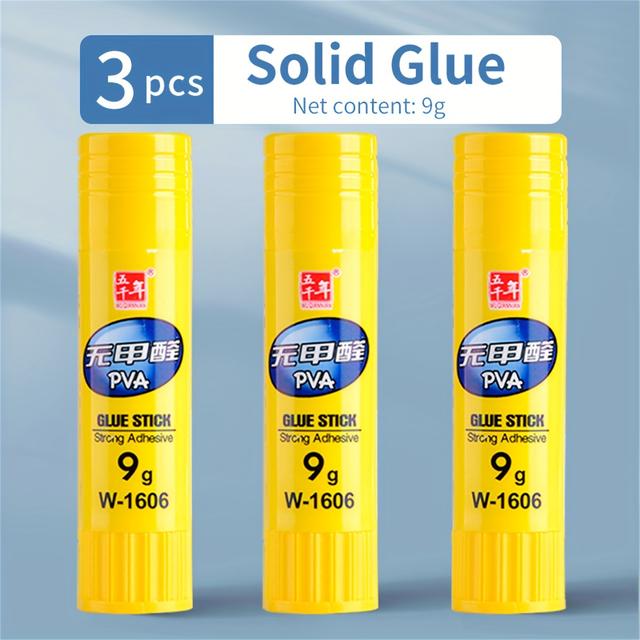 TEMU Wqn 3pcs Yellow Glue Sticks - High , Fast Drying, Smooth Application For School Crafts & Diy Projects, Ideal For Paper Bonding, Office Supplies