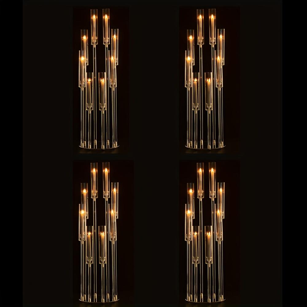 TEMU 4pcs 8 Clear Candelabra Candle Holder For Table Decorations, 38.5 Inches Tall Acrylic Candlesticks Holder With Shade For Wedding Ceremony, Dinner Table, Party, Fireplace, Room Decoration