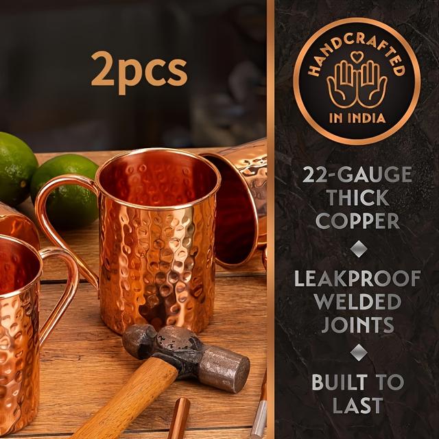 TEMU 1/2 Handcrafted Moscow Mule Cup Gift - Copper Cylindrical Cup With A Glossy Finish, Perfect For Serving Spicy Cocktails | Decorative Cup | Glossy Surface, Suitable For Christmas